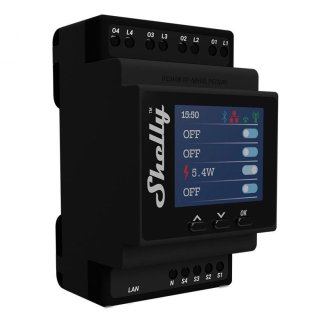 Shelly PRO 4PM 4 Kanal WLAN+LAN+Bluetooth Schaltaktor mit Messfunktion, DIN Rail Montage z.B. für Home Assistant u.a.